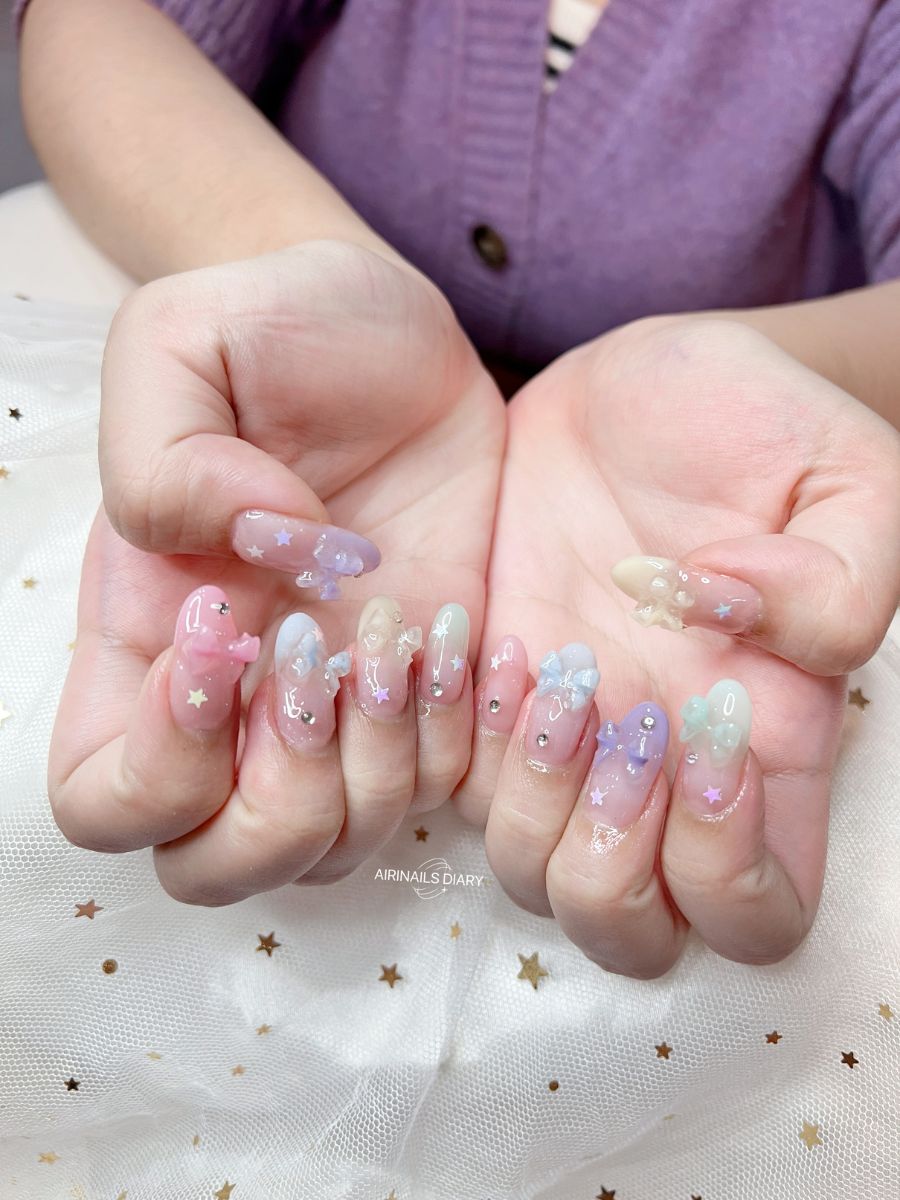 AIRINAILS DIARY - Sculpted 3D Ribbon Bows in Soft Pastel Syrup Finish